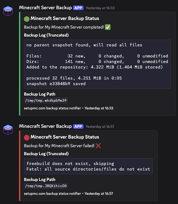 Backup-Benachrichtigungen auf Discord